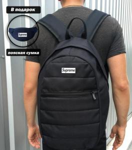 Фото Сумки Комплект рюкзак + бананка Supreme черный