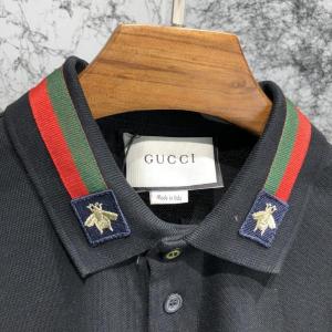 Фото Одежда Gucci Cotton Polo with Web and Bee Black