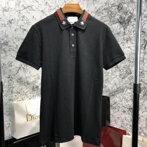 Фото Одежда Gucci Cotton Polo with Web and Bee Black