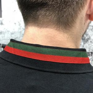 Фото Одежда Gucci Cotton Polo with Web and Bee Black