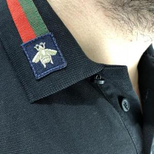 Фото Одежда Gucci Cotton Polo with Web and Bee Black