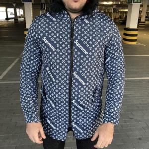 Фото Одежда Supreme x Louis Vuitton Jacquard Monogram Blue Parka Jacket