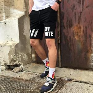Фото Одежда Шорты мужские в стиле Off White Strip черные