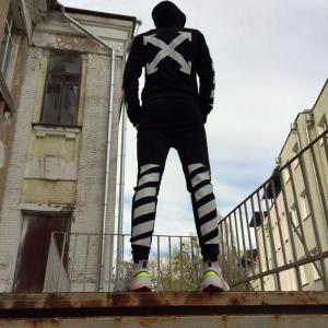 Фото Одежда Спортивные штаны в стиле Off White полосы черные