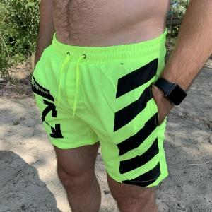 Фото Одежда Плавательные Шорты Off White With X Cross Neon Green