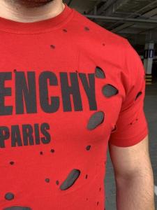 Фото Одежда Футболка Givenchy Paris Destroyed Oversized Red