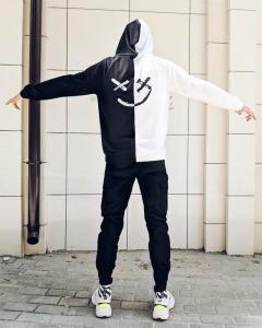 Фото Одежда Двуцветный худи Be Happy черно-белое