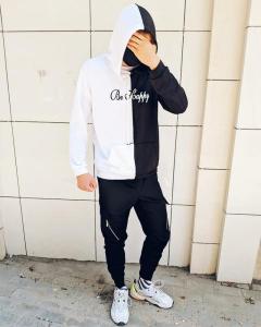 Фото Одежда Двуцветный худи Be Happy черно-белое