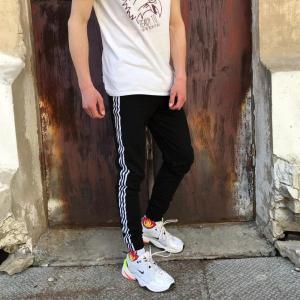 Фото Одежда Теплые спортивные штаны в стиле Adidas Thre line черные