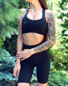 Фото Одежда Женский комплект топ + вело премиум класса черный