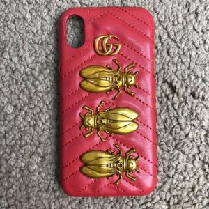 Фото Аксессуары Gucci iPhone X Case GG Marmont Animal Stud Red