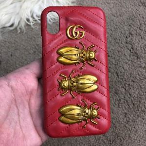 Фото Аксессуары Gucci iPhone X Case GG Marmont Animal Stud Red