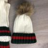  Gucci Winter Hat Knitted Pompon and Scarf Web Milky Шапки в Украине
