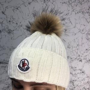 Фото Аксессуары Moncler Winter Hat Knitted Pompon Milky