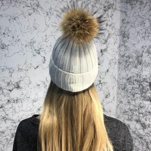 Фото Аксессуары Moncler Winter Hat Knitted Pompon Milky