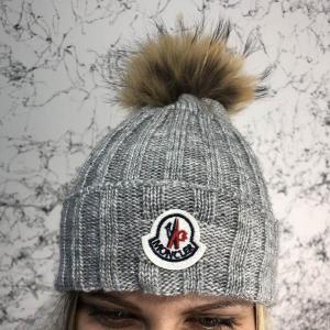 Фото Аксессуары Moncler Winter Hat Knitted Pompon Gray