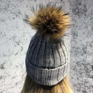 Фото Аксессуары Moncler Winter Hat Knitted Pompon Gray