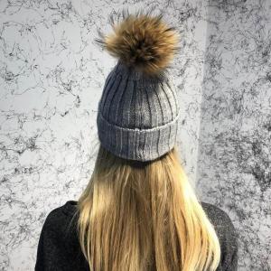 Фото Аксессуары Moncler Winter Hat Knitted Pompon Gray