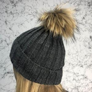 Фото Аксессуары Moncler Winter Hat Knitted Pompon and Scarf Dark Gray