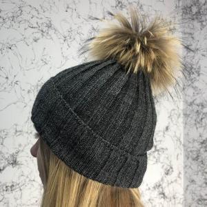 Фото Аксессуары Moncler Winter Hat Knitted Pompon and Scarf Dark Gray