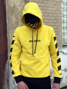 Фото Одежда Худи унисекс в стиле Off White Cross желтое
