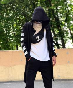 Фото Одежда Мантия унисекс в стиле Off white Pixel чёрная