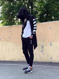 Фото Одежда Мантия унисекс в стиле Off white Pixel чёрная