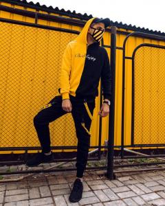 Фото Одежда Двуцветный худи Be Happy черно-желтое