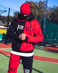 Фото Одежда Теплое унисекс худи Sad Smile (Черно-Красный)