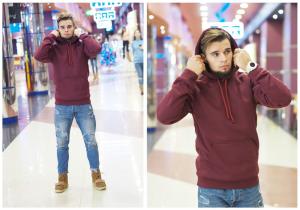 Фото Одежда Утепленное худи бордо DNK