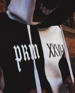 Фото Одежда Теплый худи Sad Smile (черно-белый)