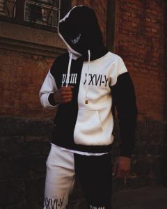 Фото Одежда Теплое унисекс худи Sad Smile черно-белое