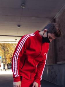 Фото Одежда Теплая олимпийка мужская в стиле Adidas Round красная