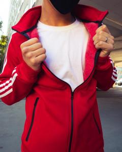 Фото Одежда Теплая олимпийка мужская в стиле Adidas Round красная