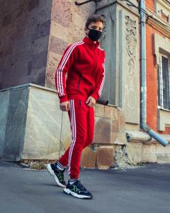 Фото Одежда Теплая олимпийка мужская в стиле Adidas Round красная