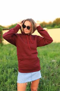 Фото Одежда Худи утепленное женское бордовое