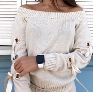 Фото Одежда Женский вязяный комплект бежевый