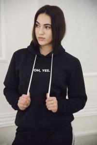 Фото Одежда Топовая утепленная толстовка - OH, YES , black