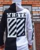  Теплый худи-зиппер Off White Quadrо черно-белый Спортивные кофты, толстовки, куртки мужские в Украине