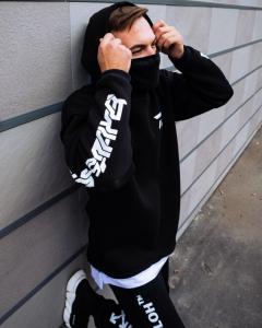 Фото Одежда Теплое удлиненное худи унисекс Пушка Огонь Meatka черное