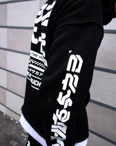 Фото Одежда Теплое удлиненное худи унисекс Пушка Огонь Meatka черное