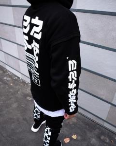 Фото Одежда Теплое удлиненное худи унисекс Пушка Огонь Meatka черное