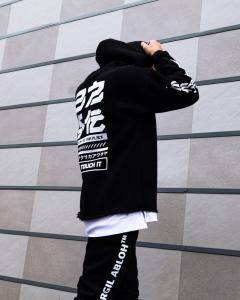 Фото Одежда Теплое удлиненное худи унисекс Пушка Огонь Meatka черное