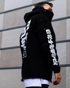 Фото Одежда Теплое удлиненное худи унисекс Пушка Огонь Meatka черное