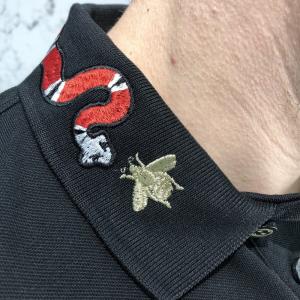 Фото Одежда Gucci Cotton Polo With Kingsnake Embroidery Black