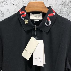 Фото Одежда Gucci Cotton Polo With Kingsnake Embroidery Black