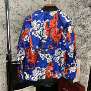 Фото Одежда Gucci Flora Tiger Print Silk Bomber Jacket Blue