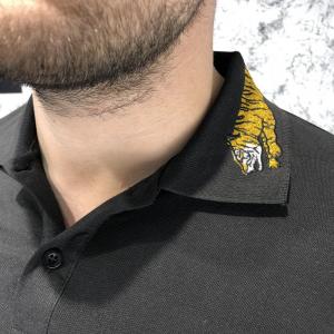 Фото Одежда Gucci Cotton Polo with Tiger Embroidery Black