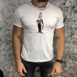 Фото Одежда Dolce & Gabbana T-Shirt With Designer Patches King Wolf White