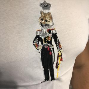 Фото Одежда Dolce & Gabbana T-Shirt With Designer Patches King Wolf White